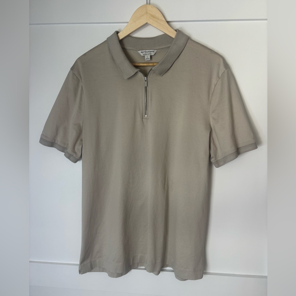 Autograph Taupe Polo Shirt with Zip Collar size XL in great condition